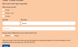Online food order form template